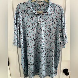 Peter Millar Light Blue Polo with Bloody Mary Pattern